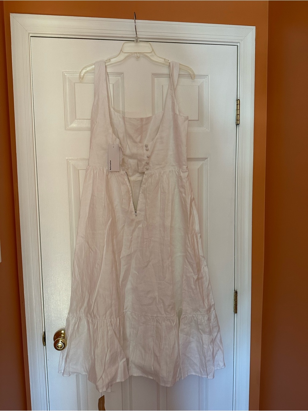 Reformation bucatini linen white midi dress size 8 NWT - Picture 8 of 8